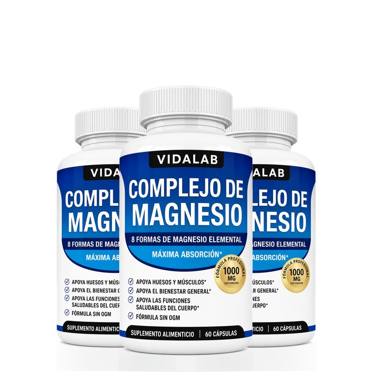 Tres frascos de VIDALAB Complejo de Magnesio