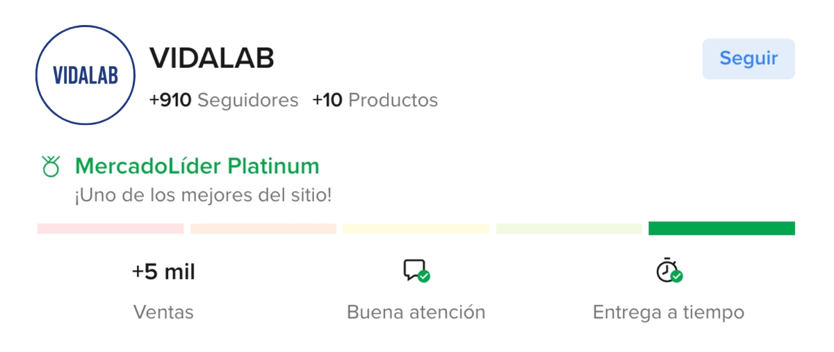 VIDALAB en MercadoLibre: MercadoLíder Platinum, más de 5 mil ventas, buena atención y entrega a tiempo