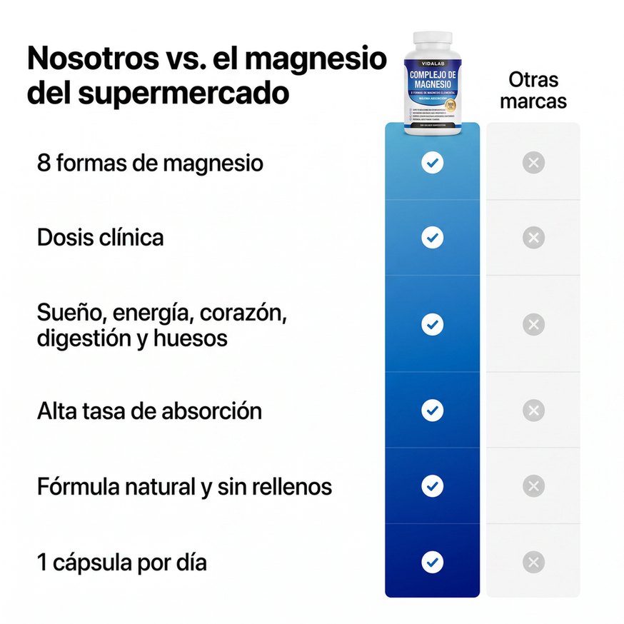 Comparación con el magnesio genérico de supermercado