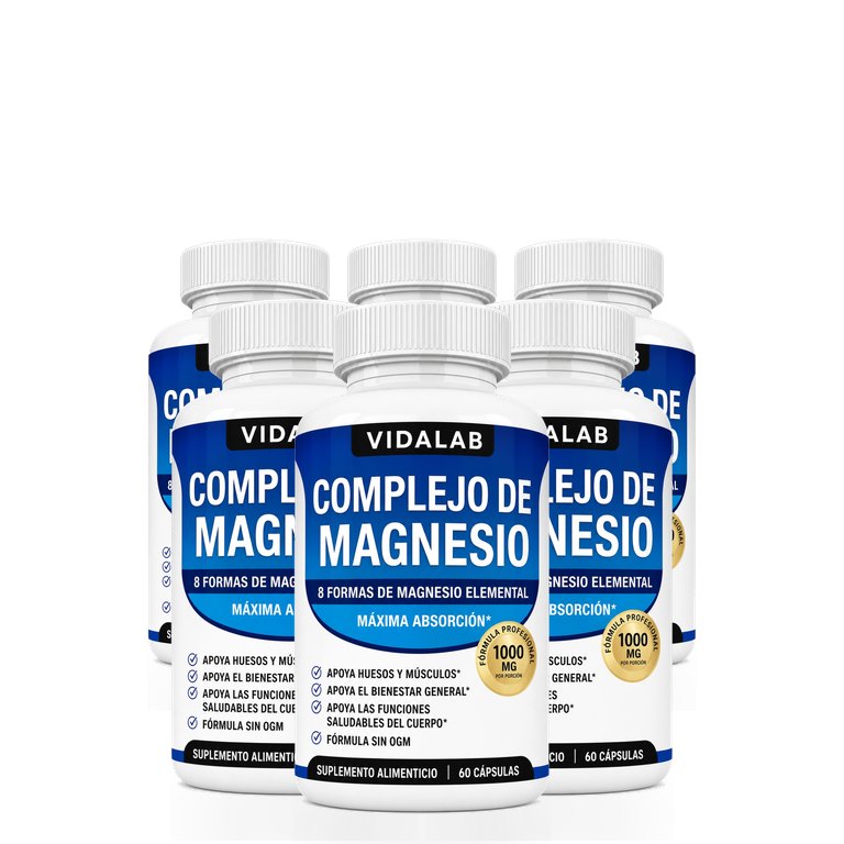 Seis frascos de VIDALAB Complejo de Magnesio